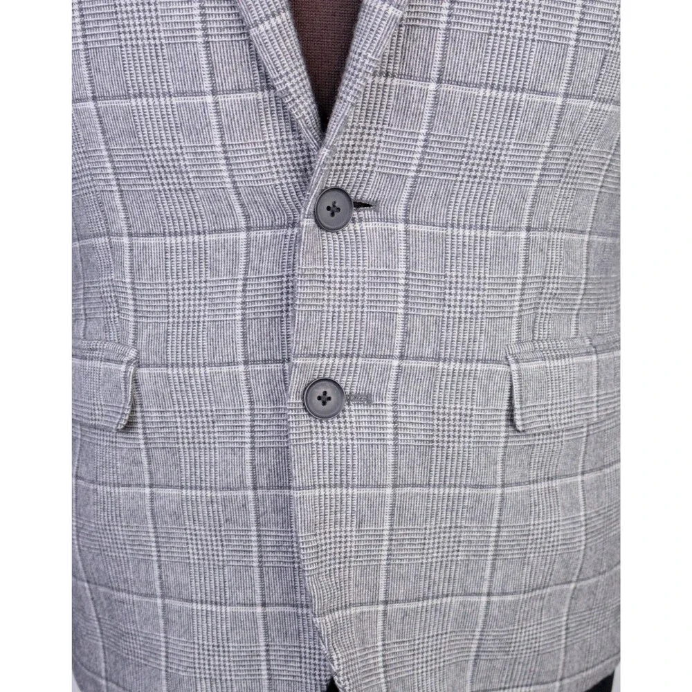 Express Extra Slim Plaid Blazer Sport Coat Sz 38S Two Button Wool/Cotton Jacket